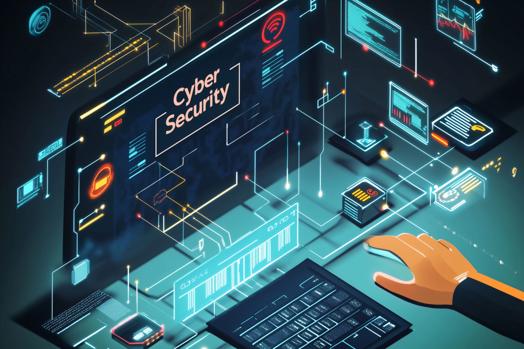 Cybersicherheit Und Datenschutz Auf Systemen Und Computer, Grafische Darstellung Von Verschlüsselung Privater Daten Und Geschäftsdaten, Sicherheitssoftware Zum Schutz Vor Viren, Malware Und Spionage